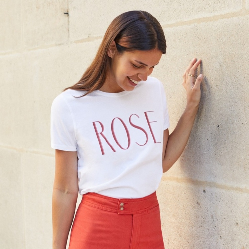 Sézane la vie en rose t-shirt, size small